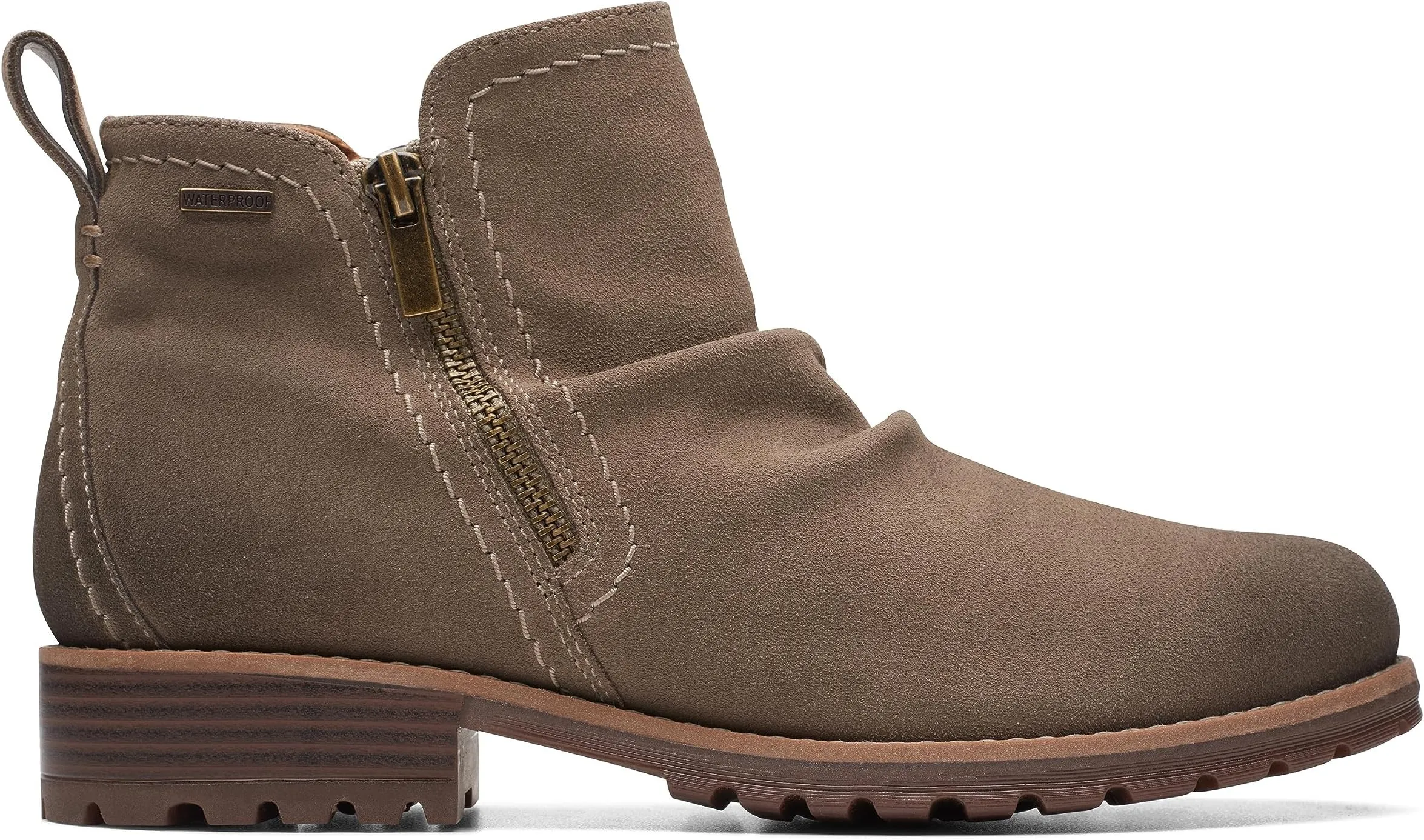 Aspra Walk Waterproof Clarks Ankle Boots, Dark Taupe Suede