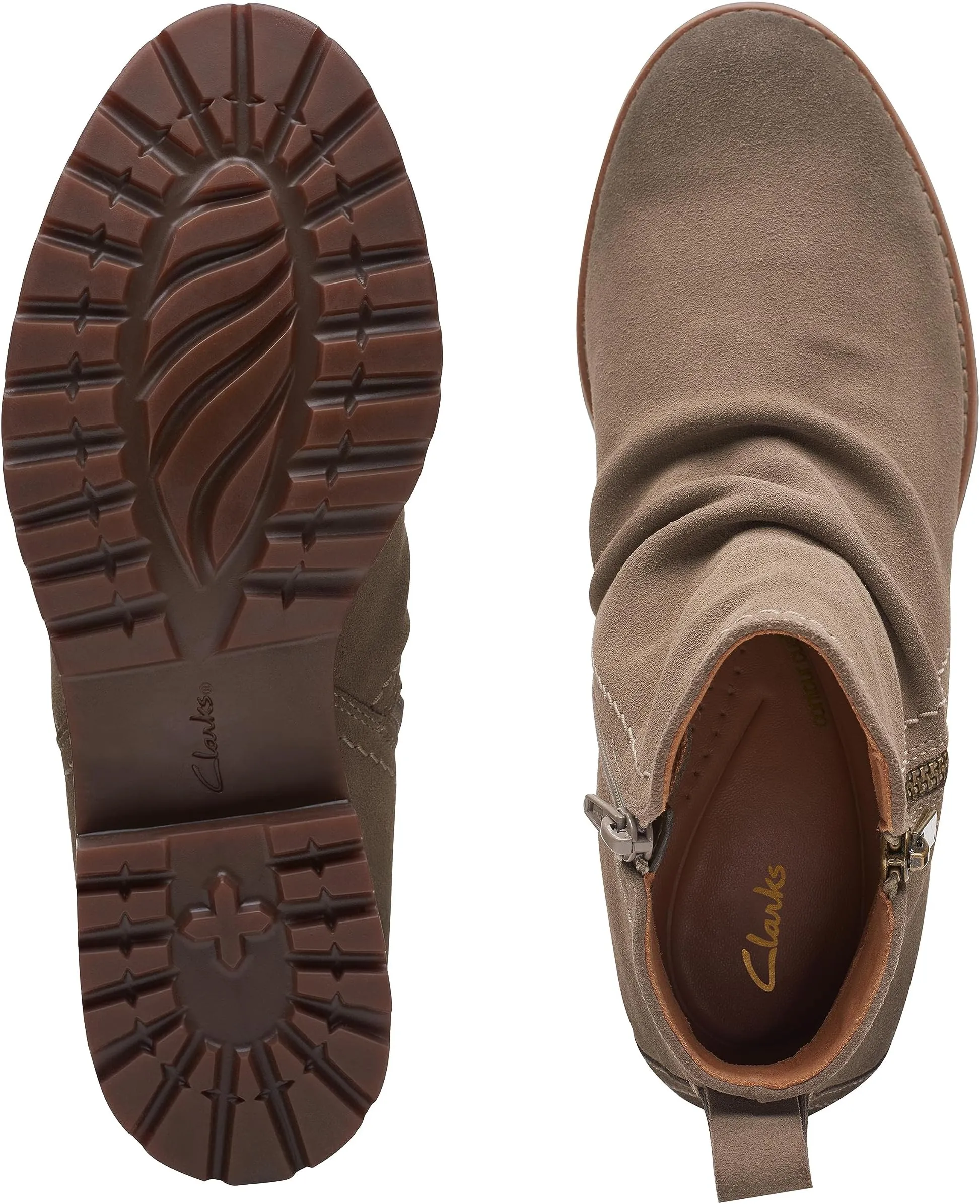 Aspra Walk Waterproof Clarks Ankle Boots, Dark Taupe Suede