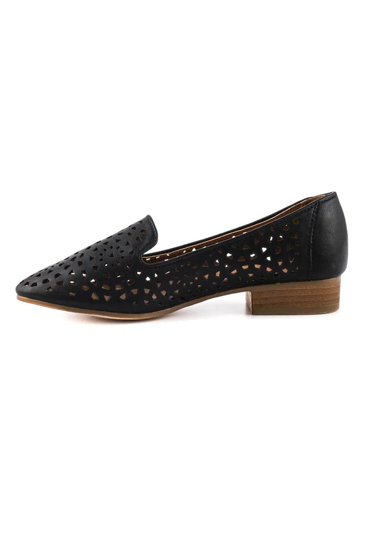 Black Laser Cut Loafers