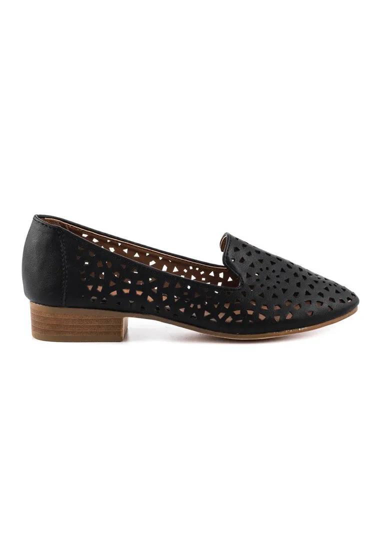 Black Laser Cut Loafers