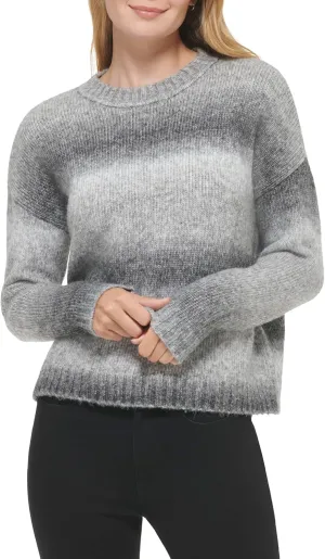 Calvin Klein Women's Crew Neck Crop Ombre Polyester Blend