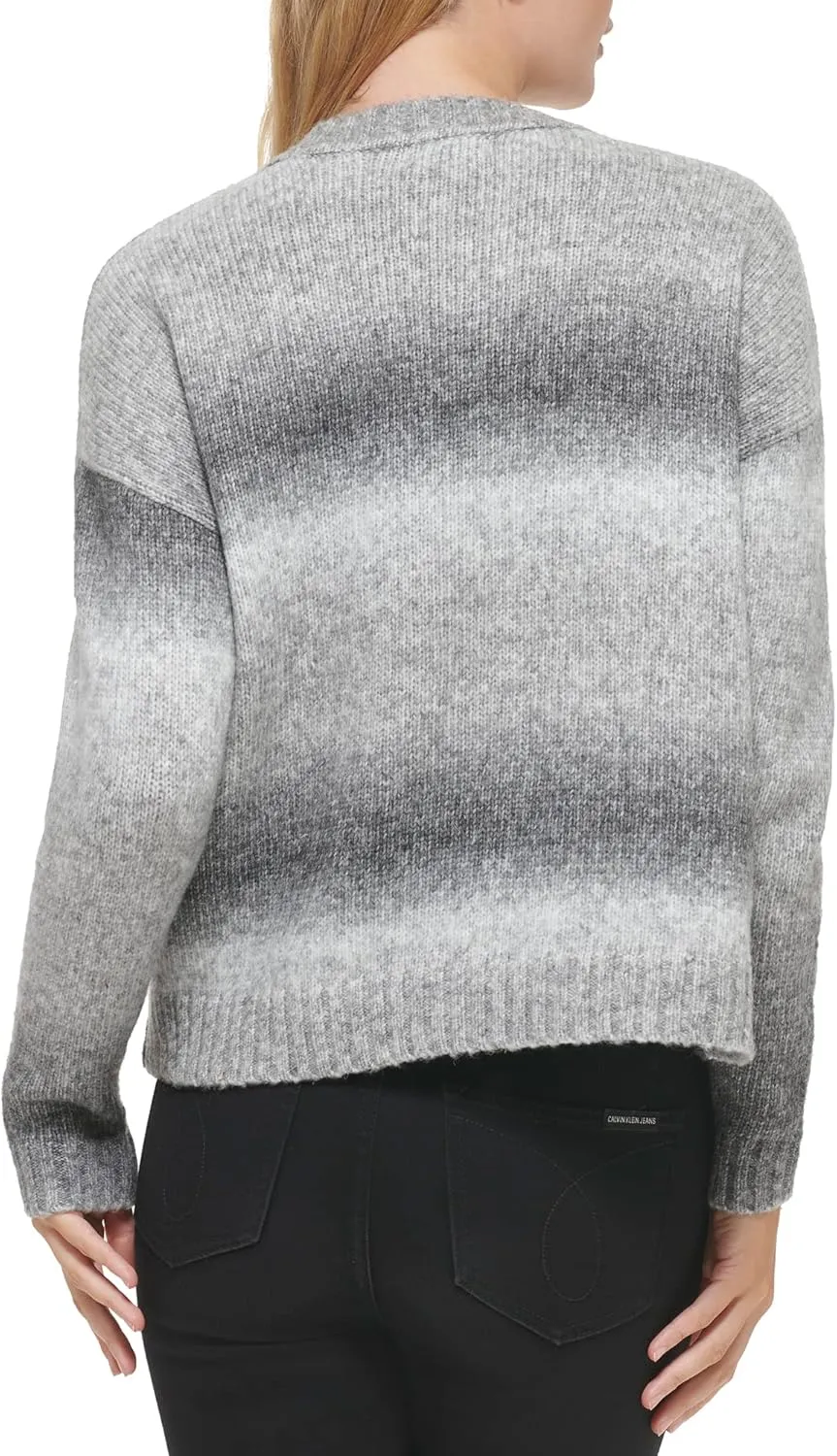 Calvin Klein Women's Crew Neck Crop Ombre Polyester Blend