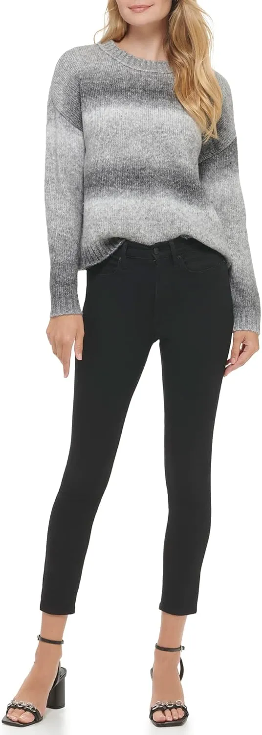 Calvin Klein Women's Crew Neck Crop Ombre Polyester Blend