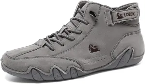 Handmade Men Casual Boots Comfortable Orthopedic Arch Support Daily Walking Shoes Casual Hiking Ankle Boots For Men Non-Slip Breathable Outdoor Shoes