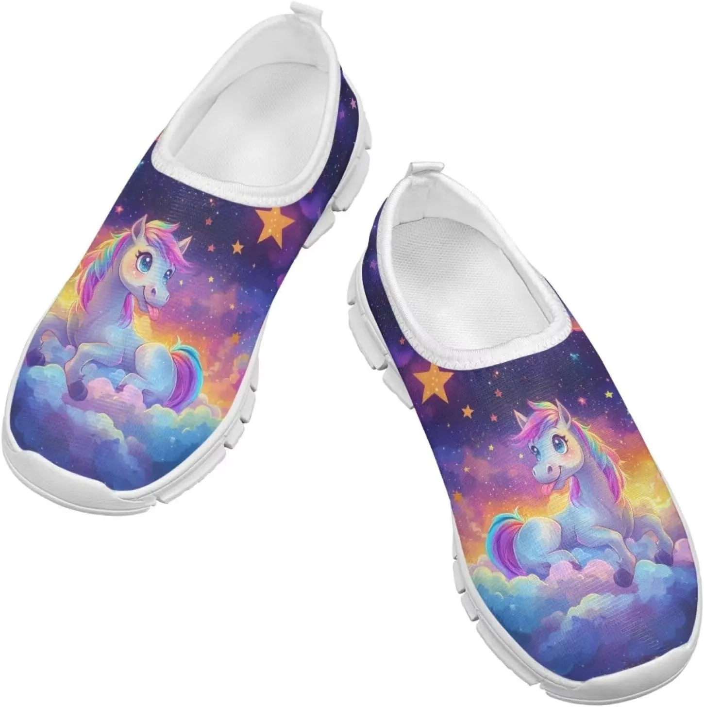 Kids Cute Shoes Colorful Clouds Slip On Shoes for Girls Size 11-2.5