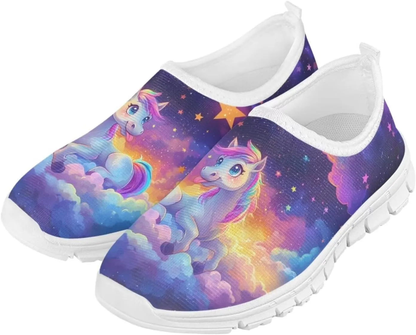 Kids Cute Shoes Colorful Clouds Slip On Shoes for Girls Size 11-2.5