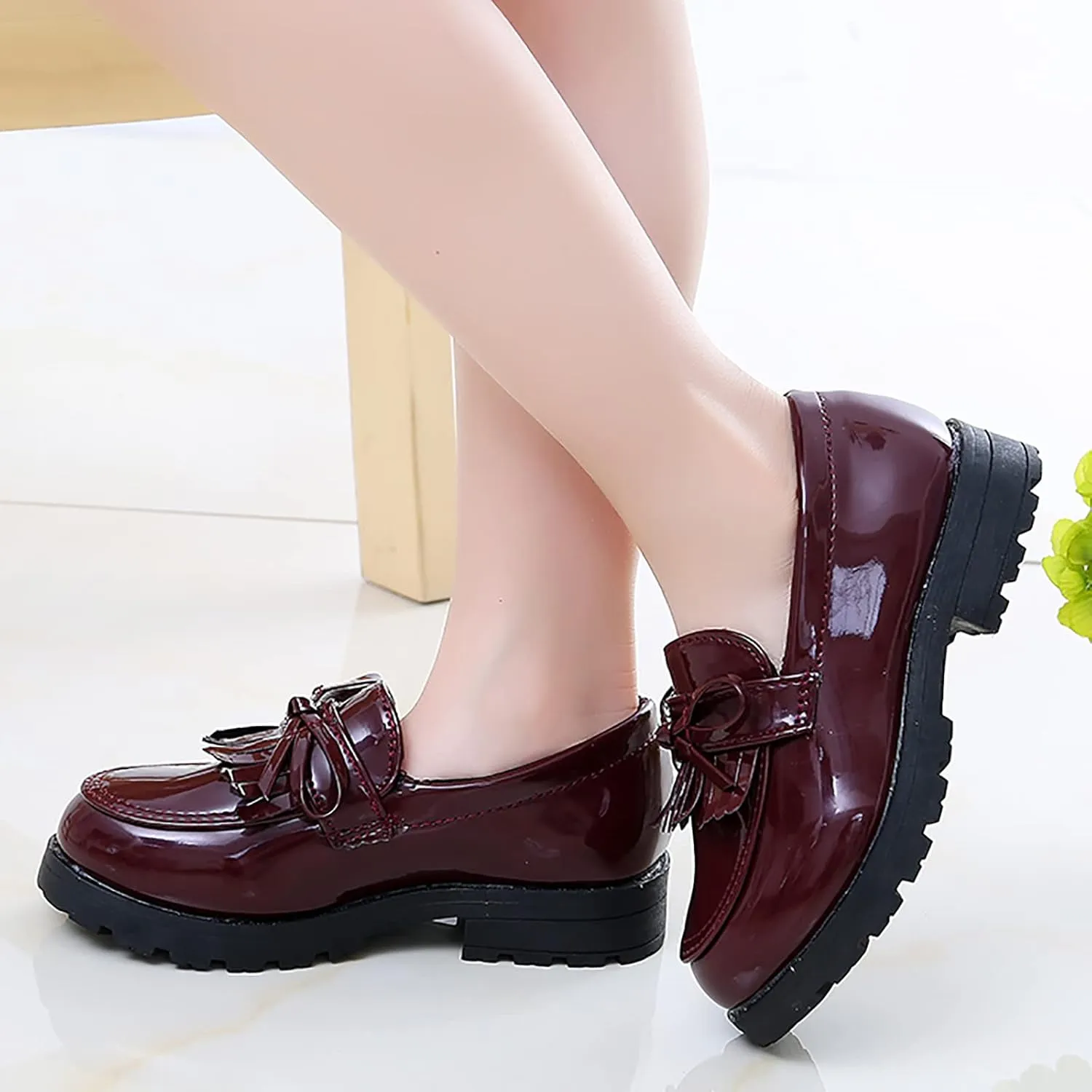 Little Boys Shoes Size 12 Girls Slip On Leather Loafer Tassel Bow School Dress Shoes for Girls Wide Baby Boy Shoes