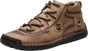 Mens Casual Leather Shoes Size 11 Summer and Autumn Men Leather Shoes Flat Soft Bottom Comfortable Mid Top Lace Up Casual Shoes Laces Dress