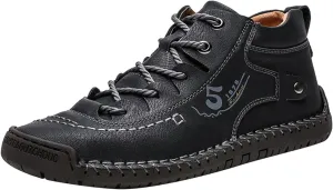 Mens Casual Leather Shoes Size 11 Summer and Autumn Men Leather Shoes Flat Soft Bottom Comfortable Mid Top Lace Up Casual Shoes Laces Dress
