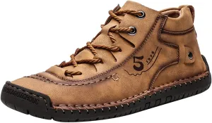 Mens Casual Leather Shoes Size 11 Summer and Autumn Men Leather Shoes Flat Soft Bottom Comfortable Mid Top Lace Up Casual Shoes Laces Dress