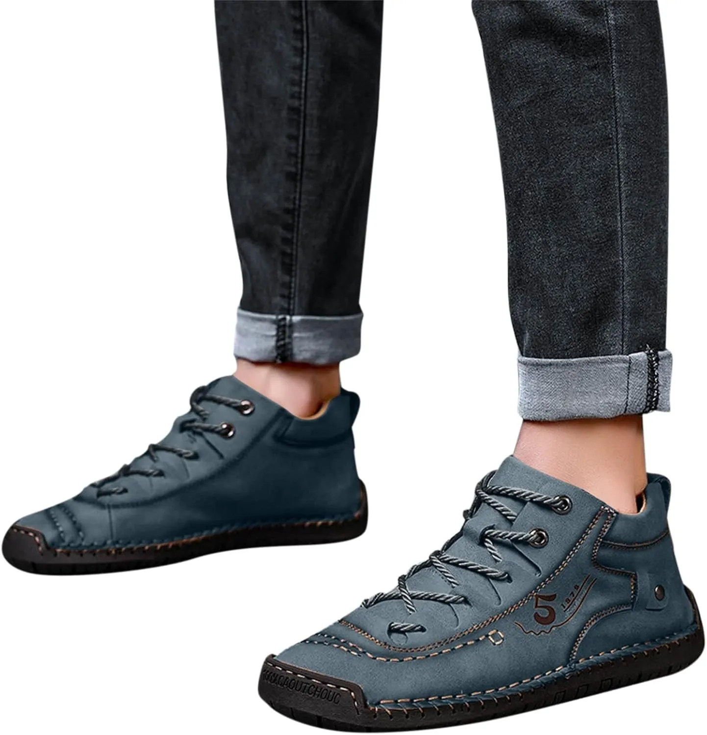 Mens Casual Leather Shoes Size 11 Summer and Autumn Men Leather Shoes Flat Soft Bottom Comfortable Mid Top Lace Up Casual Shoes Laces Dress