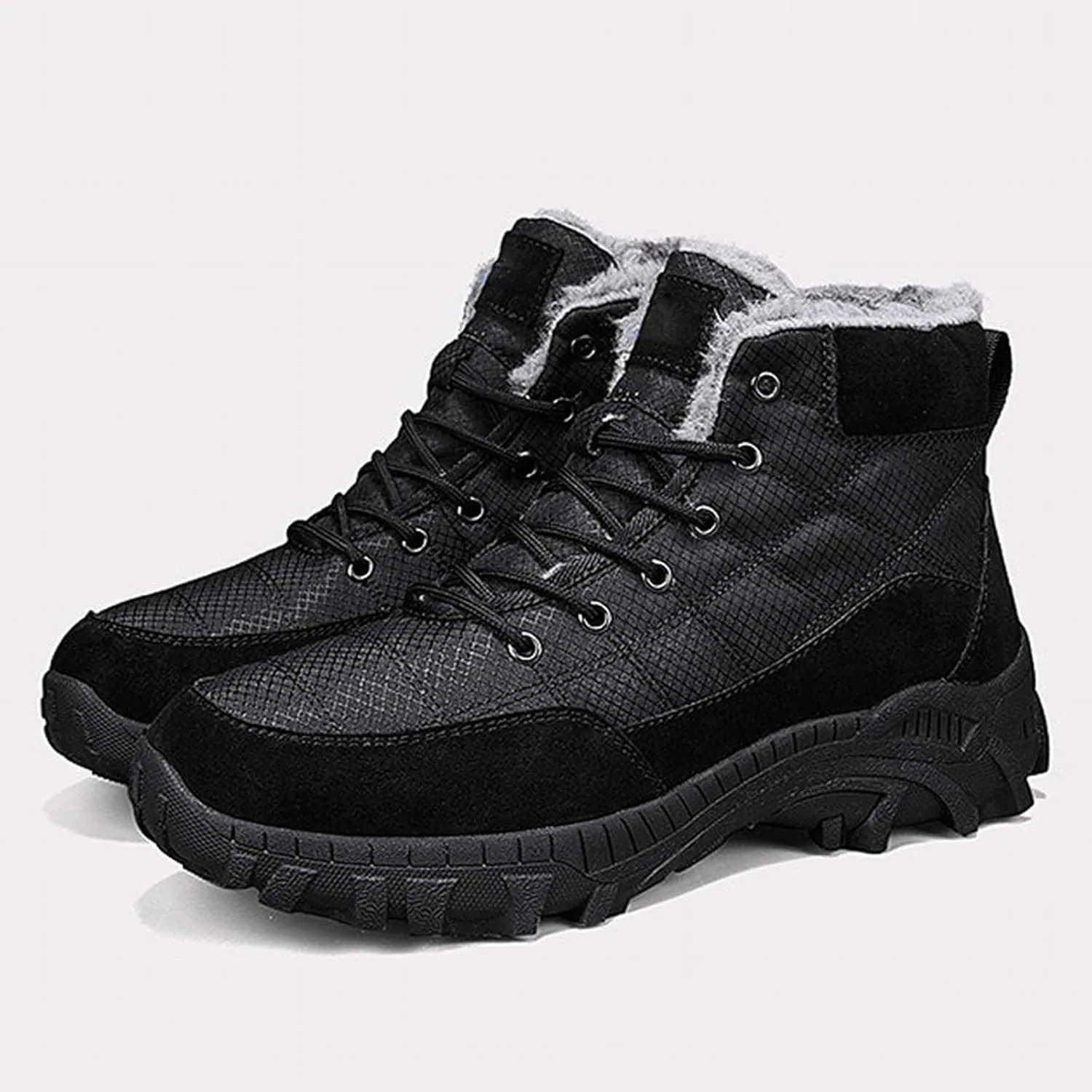 Mens Work Boots Composite Hiking Sneakers Warm Fur Lined Safety Toe Shoes for Women Soft Toe Composite Safety Toe Waterproof Industrial Casual Hike Grounded Footwear