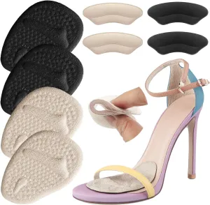 Metatarsal Pads Ball of Foot Cushions, Heel Inserts for Women, Foot Pain High Heel Comfort Shoe Filler, Heel Pads Grips for Shoe Too Big, Loose Shoes, Blisters (Beige Black)