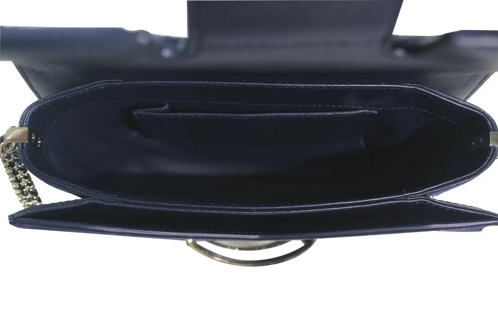Navy Embellished Suede Convertible Clutch/Crossbody Bag