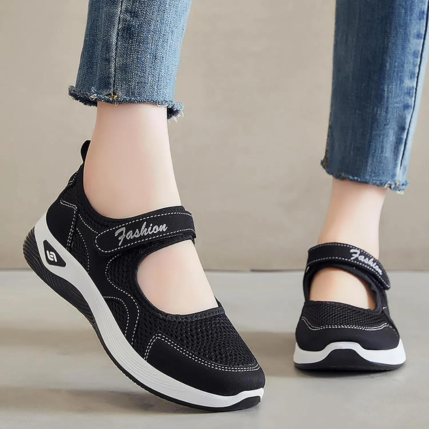 Nurse Shoes for Women Comfortable Walking Shoe Non Slip Adjustable Orthopedic Shoes Breathable Working Flats Nursing Mary Jane Sneakers Casual Lightweight Sneaker