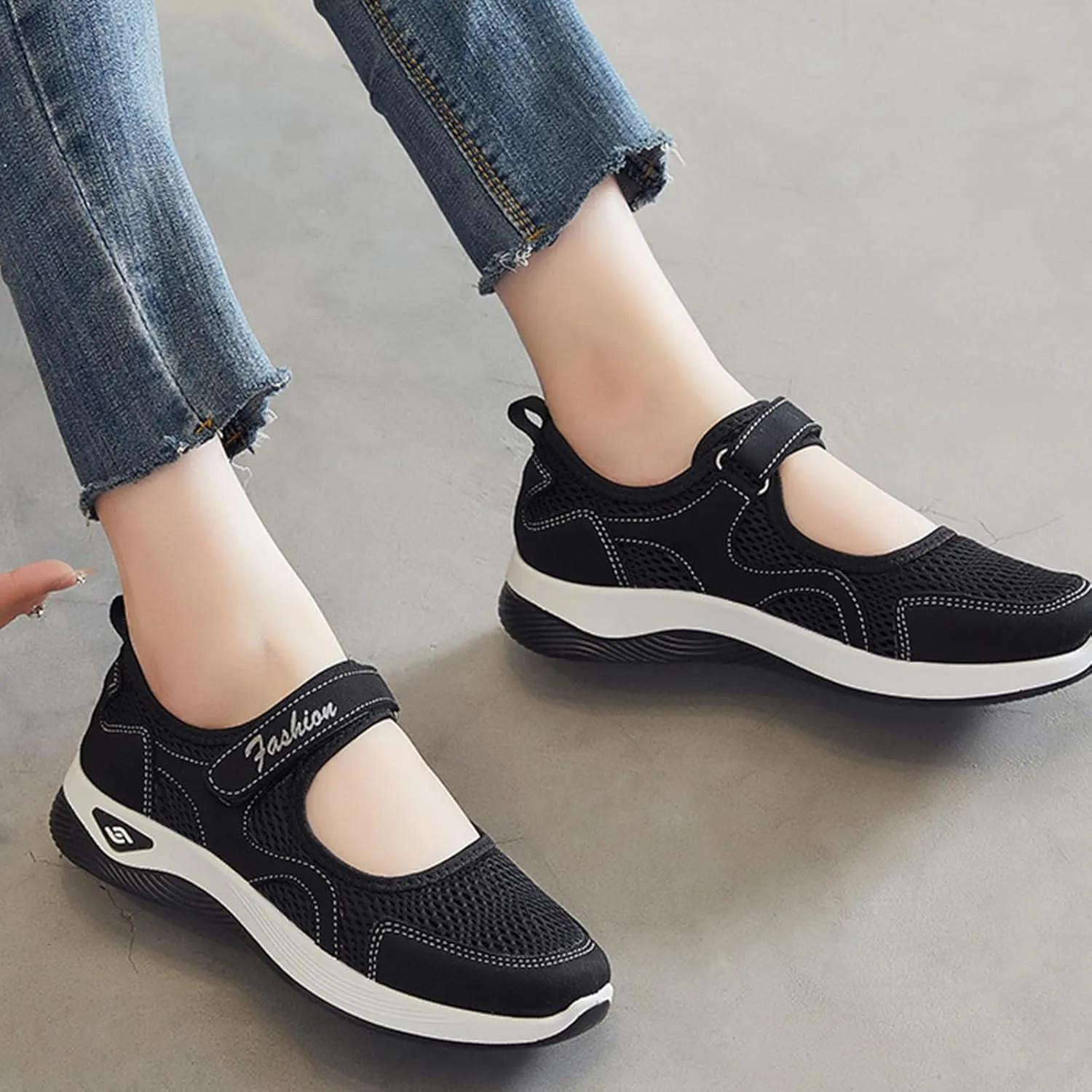 Nurse Shoes for Women Comfortable Walking Shoe Non Slip Adjustable Orthopedic Shoes Breathable Working Flats Nursing Mary Jane Sneakers Casual Lightweight Sneaker