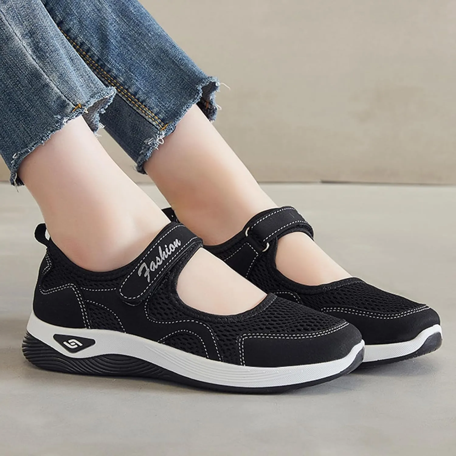 Nurse Shoes for Women Comfortable Walking Shoe Non Slip Adjustable Orthopedic Shoes Breathable Working Flats Nursing Mary Jane Sneakers Casual Lightweight Sneaker