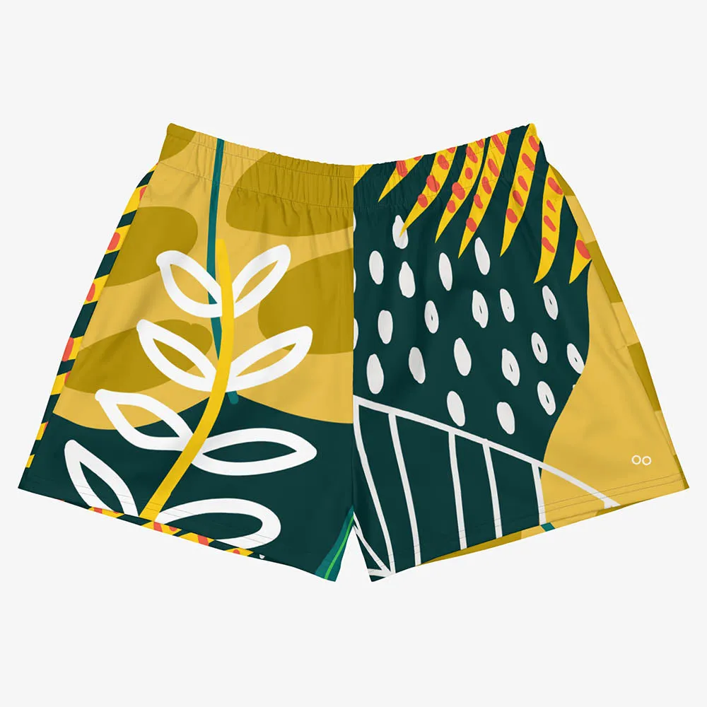 Recycled Breathy Shorts "Tropics" Olive/Green