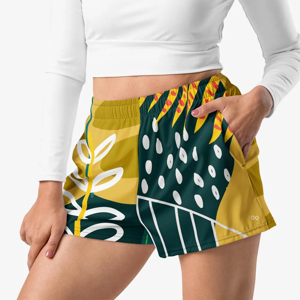 Recycled Breathy Shorts "Tropics" Olive/Green