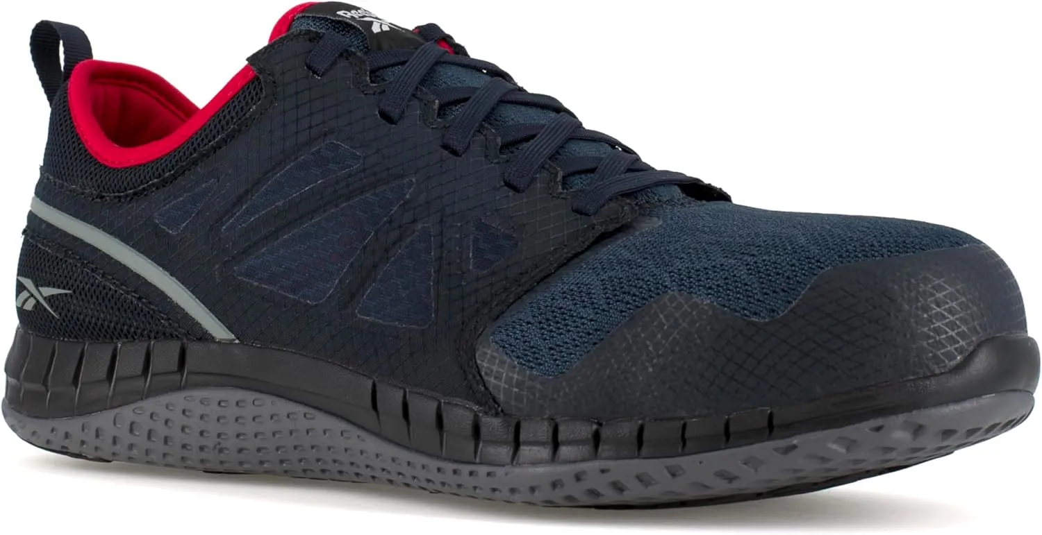 Reebok Men's Rb4250 Zprint Safety Steel Toe Athletic Work Shoe Navy Red and Grey