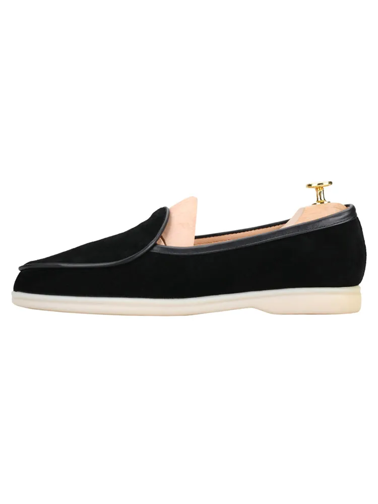 Spring and summer new European and American classic nubuck leather men's slip-on shoes, non-slip outsole, fashionable slip-on shoes, loafers