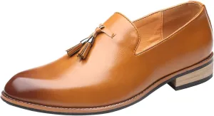 Summer Shoes for Men Leather Fashion Style Men's Breathable Tassel Comfortable Business Slip On Work Leisure Solid Color Leather Shoes Mens Leather Slip on Shoes Size 14