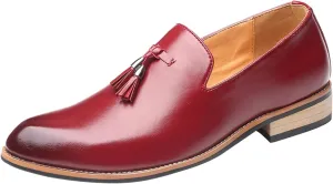 Summer Shoes for Men Leather Fashion Style Men's Breathable Tassel Comfortable Business Slip On Work Leisure Solid Color Leather Shoes Mens Leather Slip on Shoes Size 14