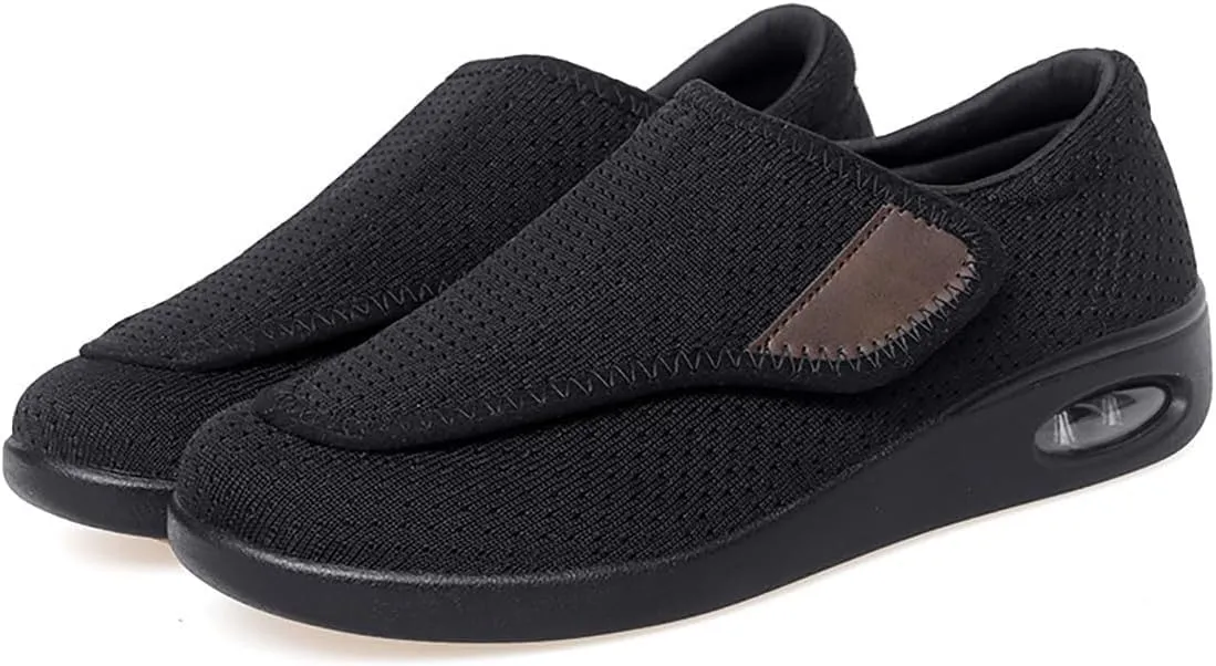 TAYGUM Extra Wide Diabetic Shoes for Women, Lightweight Casual Walking Shoes, Orthopedic Comfy Casual Slippers, Elderly Sneakers, Adjustable Closure, for Feet Fattening(Black,9)