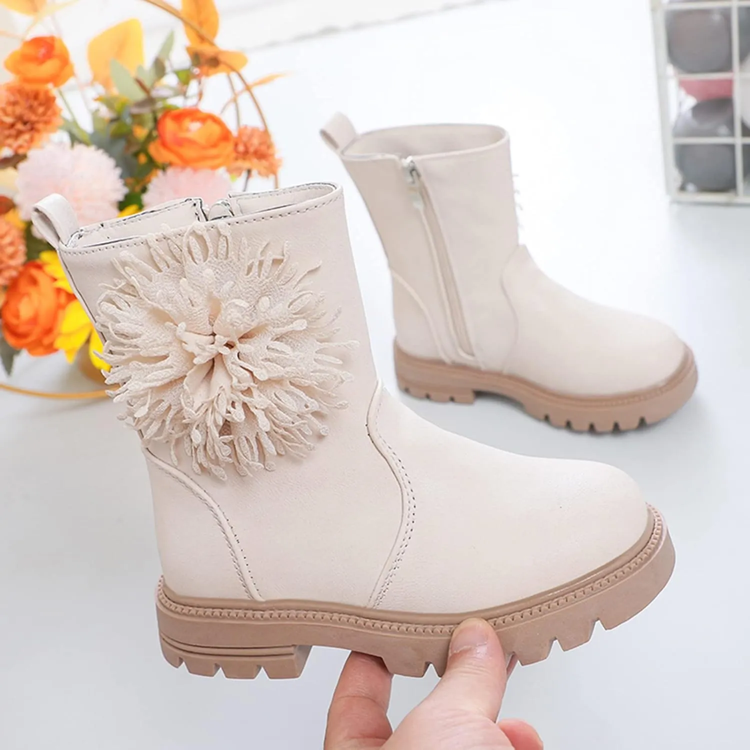 Toddler Dress Boots for Girls Children Shoes Scrub Boots Shoes Waterproof Leather Short Boots Non Slip Girls 2t Boots