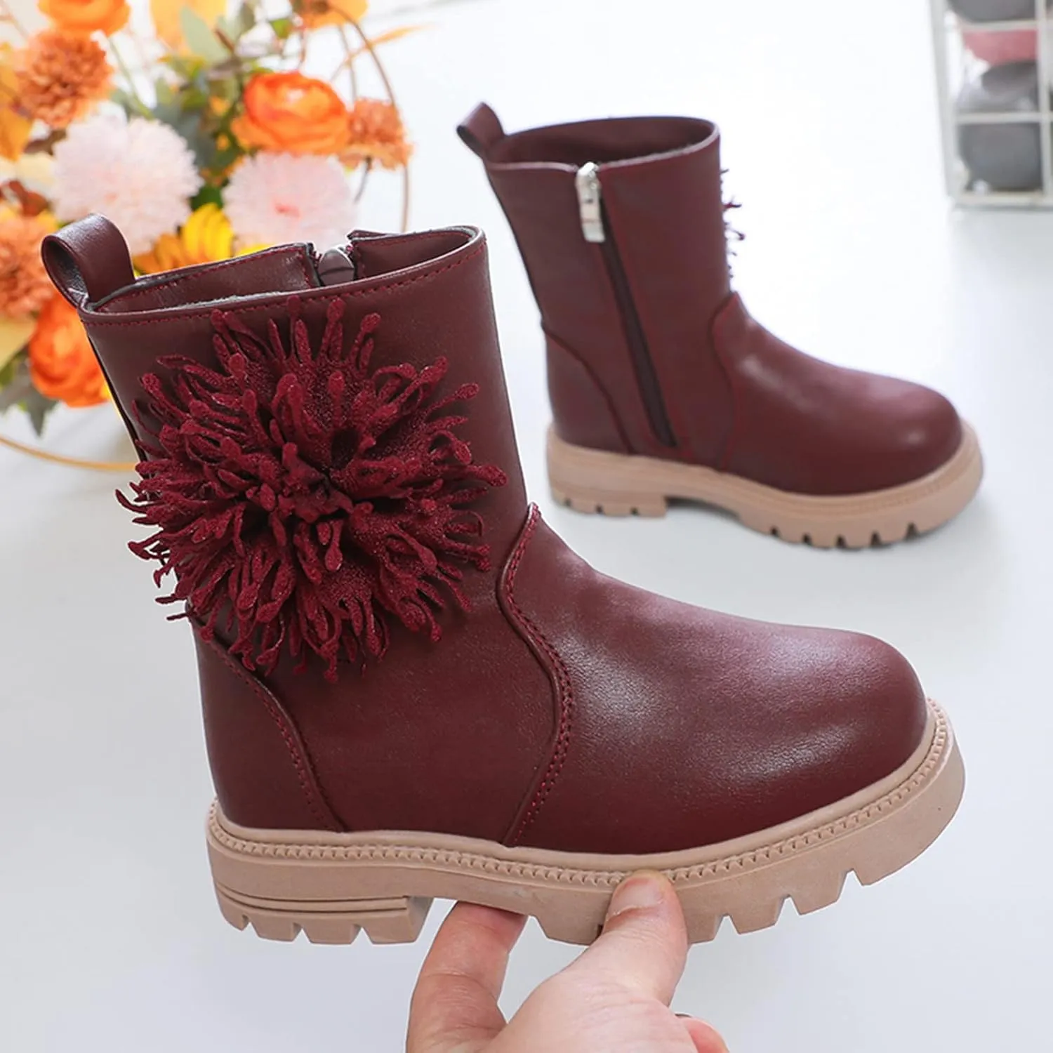Toddler Dress Boots for Girls Children Shoes Scrub Boots Shoes Waterproof Leather Short Boots Non Slip Girls 2t Boots