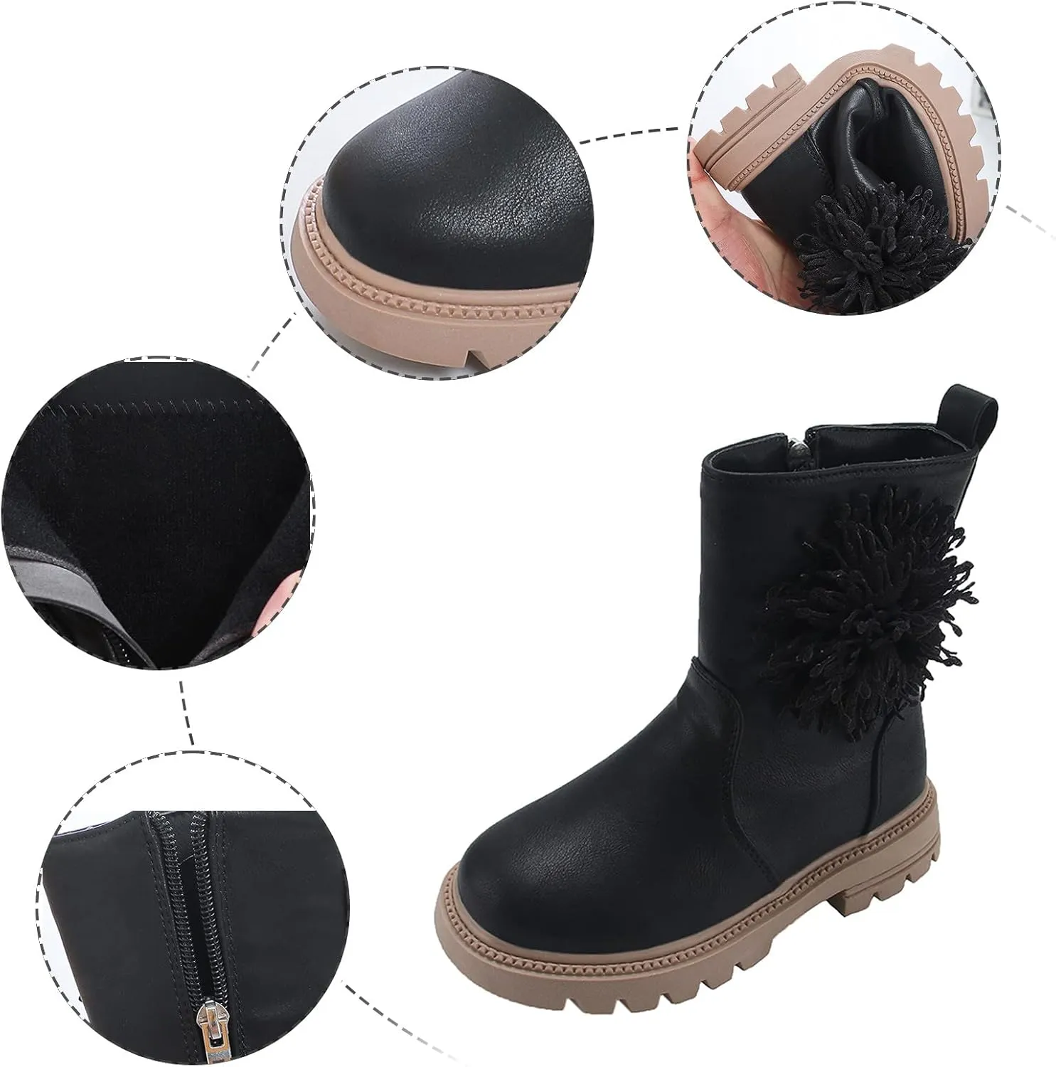 Toddler Dress Boots for Girls Children Shoes Scrub Boots Shoes Waterproof Leather Short Boots Non Slip Girls 2t Boots