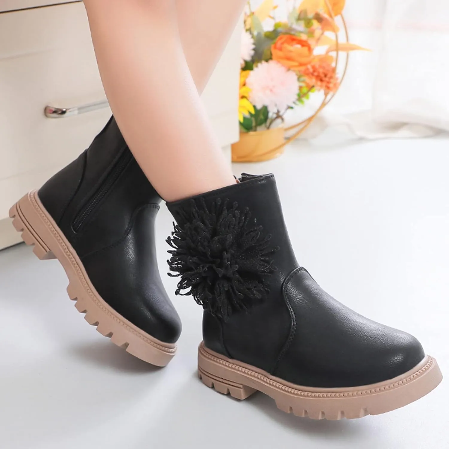 Toddler Dress Boots for Girls Children Shoes Scrub Boots Shoes Waterproof Leather Short Boots Non Slip Girls 2t Boots