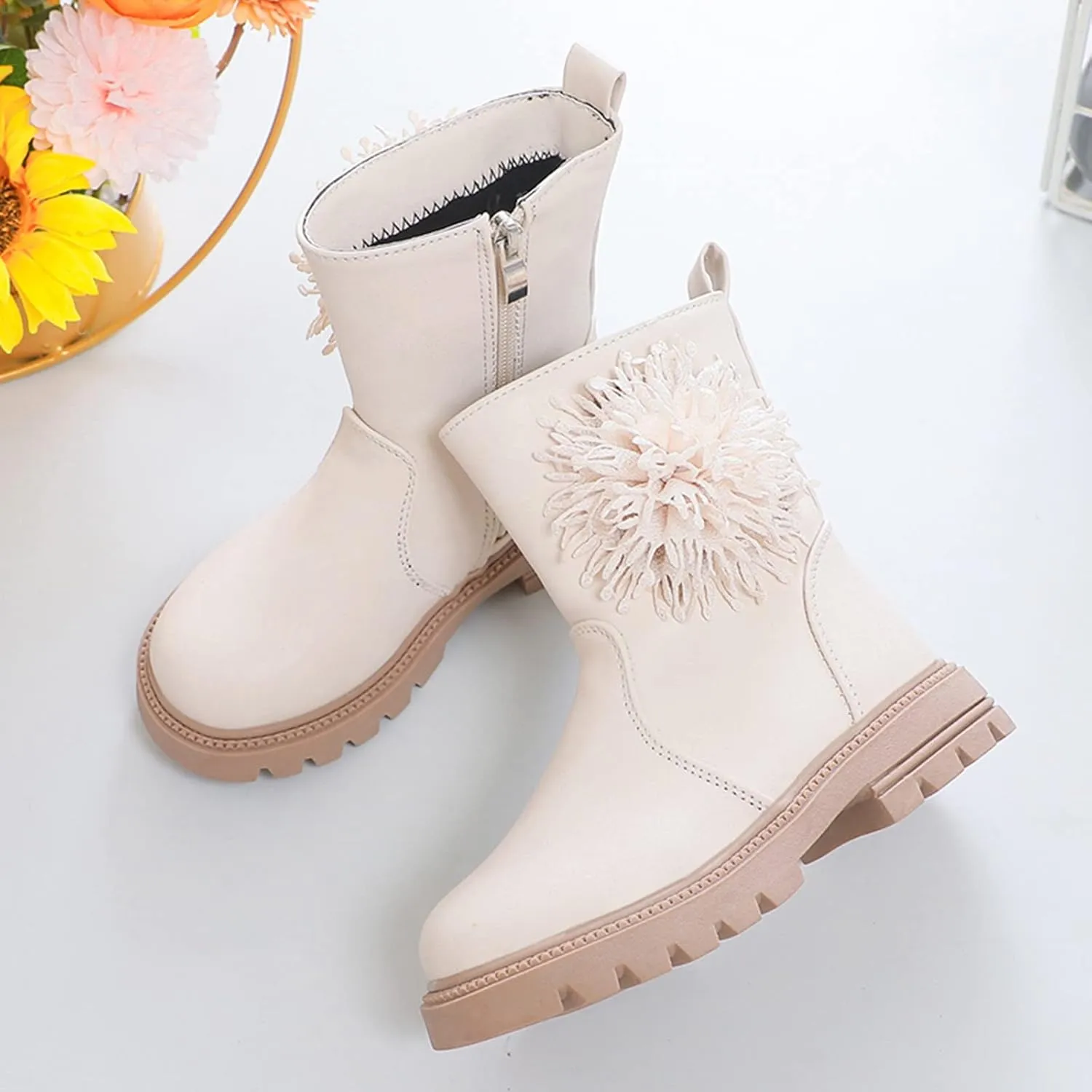 Toddler Dress Boots for Girls Children Shoes Scrub Boots Shoes Waterproof Leather Short Boots Non Slip Girls 2t Boots