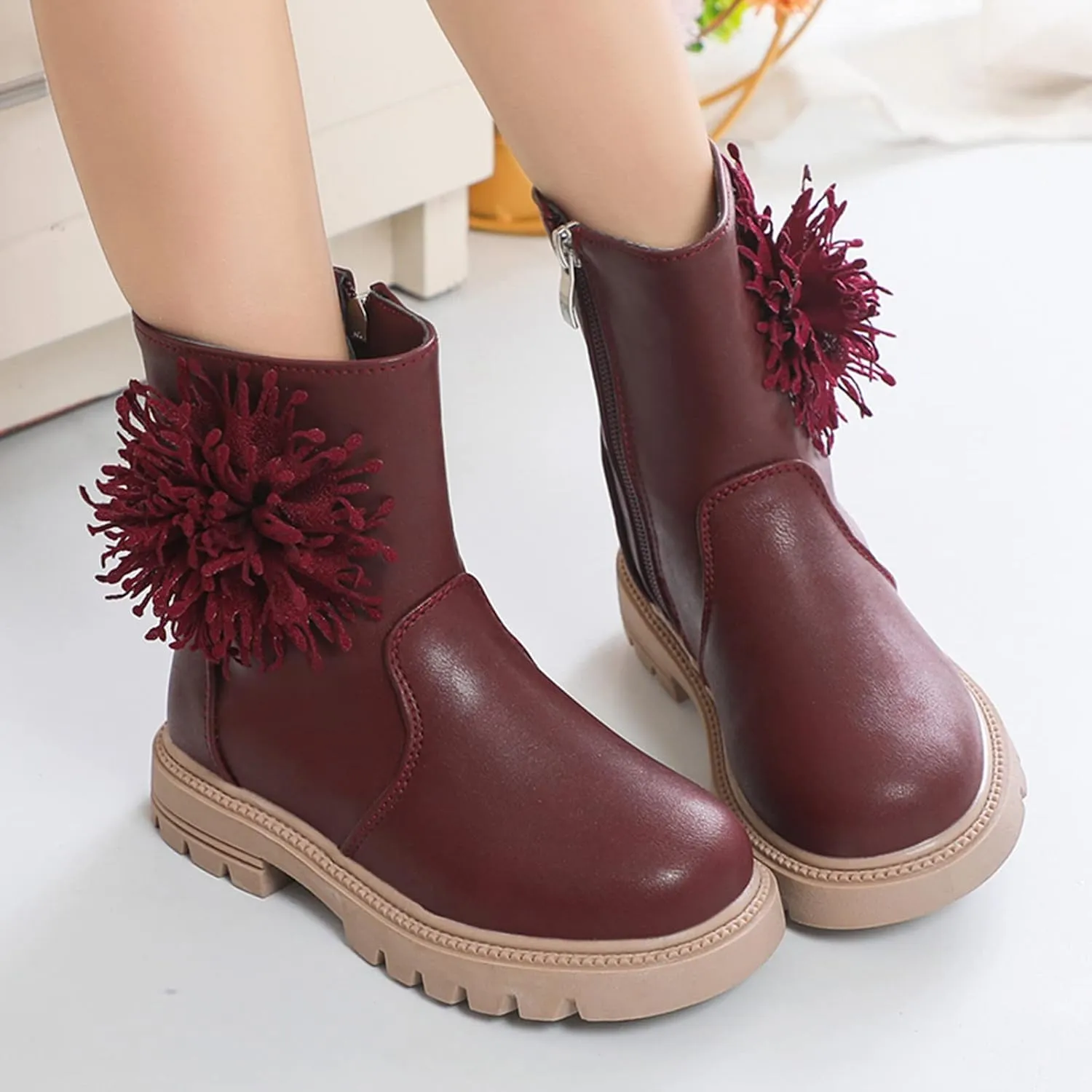 Toddler Dress Boots for Girls Children Shoes Scrub Boots Shoes Waterproof Leather Short Boots Non Slip Girls 2t Boots