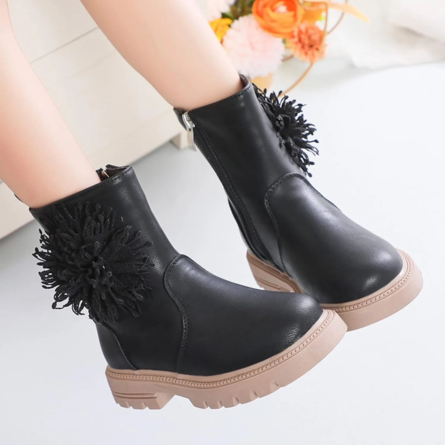Toddler Dress Boots for Girls Children Shoes Scrub Boots Shoes Waterproof Leather Short Boots Non Slip Girls 2t Boots