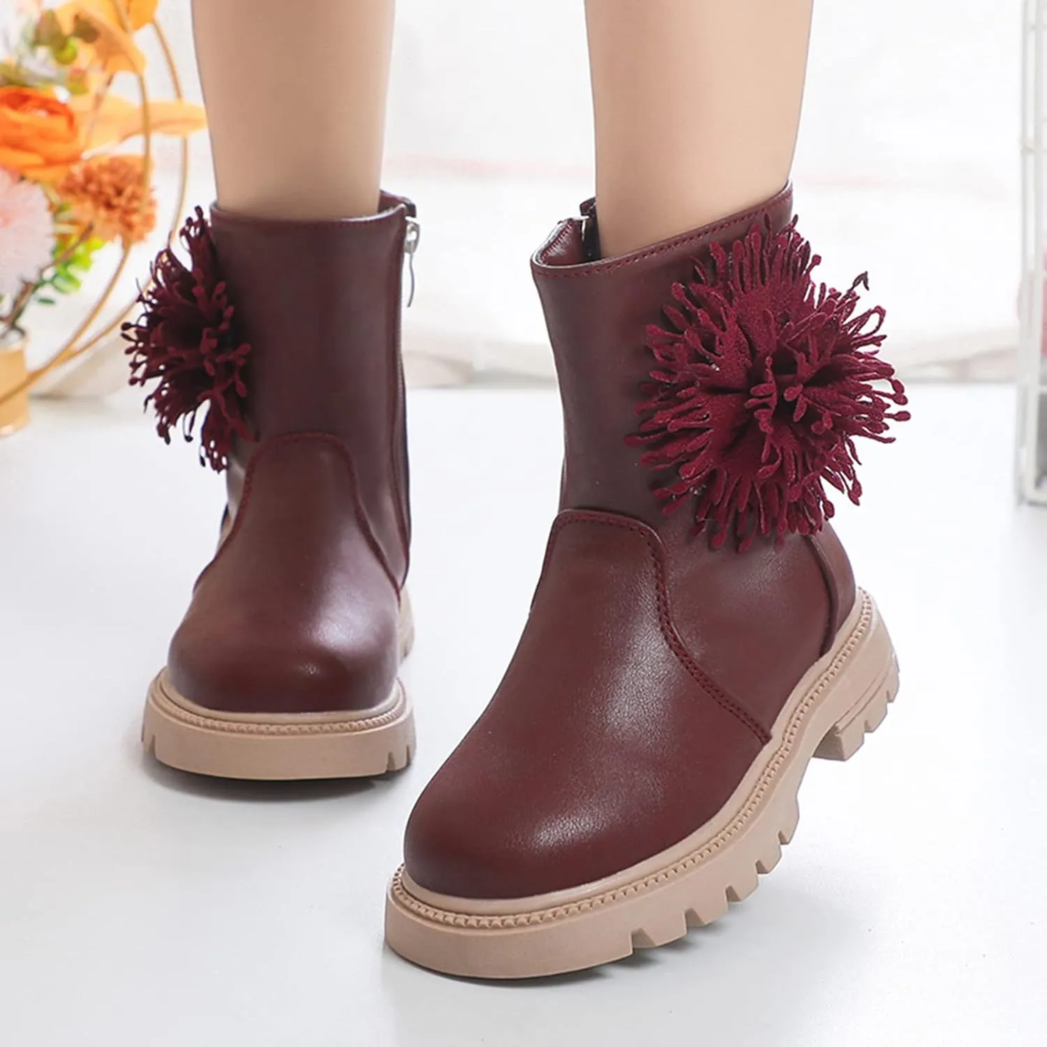 Toddler Dress Boots for Girls Children Shoes Scrub Boots Shoes Waterproof Leather Short Boots Non Slip Girls 2t Boots