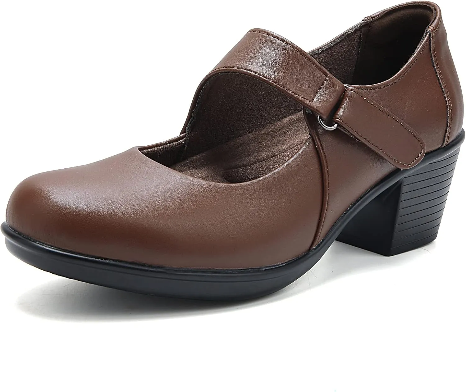 UZB Mary Jane Shoes Women Pumps Leather Heels Casual Work Dress Shoes