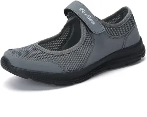Womens Black Sneakers Breathable Tennis Shoes Mesh Fitness Shoes Platform Ankle Paste Fashion Lightweight Running Shoes Food Service Casual Gym Sports Slip-Ons