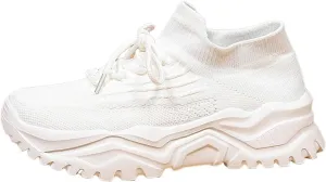 Women's Walking Shoes Summer Breathable Mesh Soft Sole Sneakers Lightweight Casual Fashionable Lace-up Low Top Slip on Sneakers Athletic Workout Sports Shoes