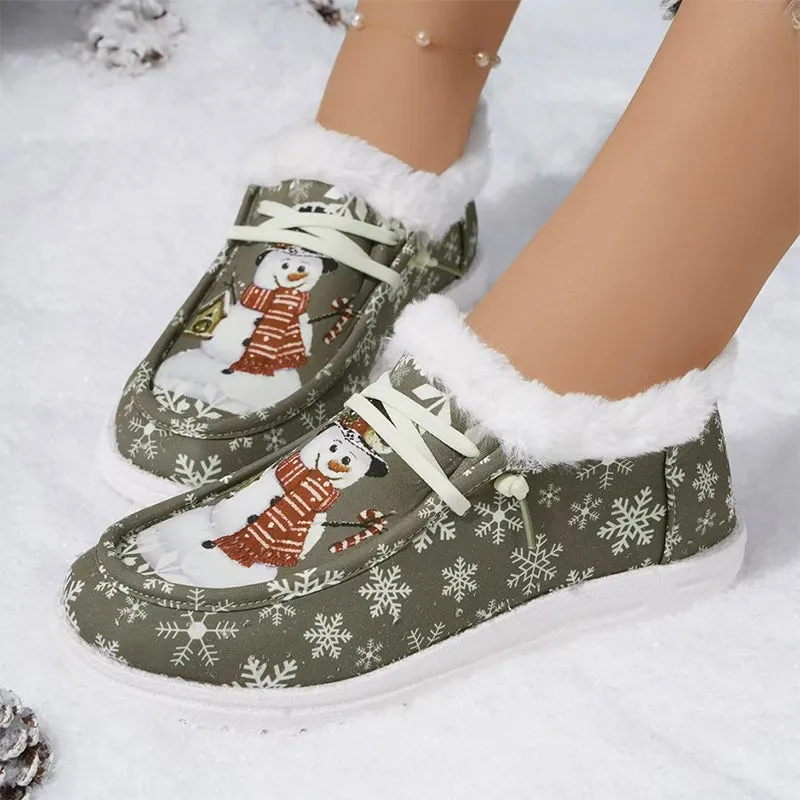 Women's Winter Snowman Non-Slip Cozy Shoes